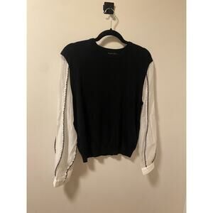 Gracia black long sleeve sweater with sheer puff sleeves-Size XL